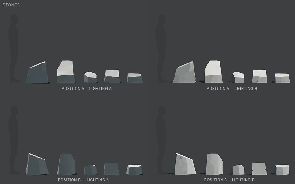 Low Poly Stones three pieces of paper Low-poly 3D model_54