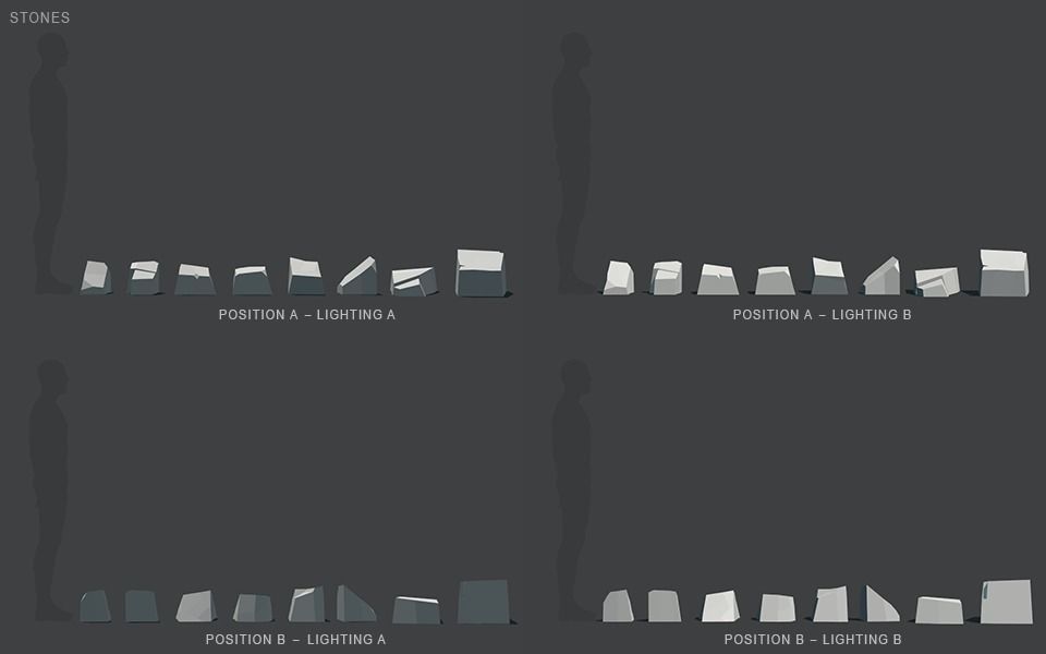 Low Poly Stones three pieces of paper Low-poly 3D model_48