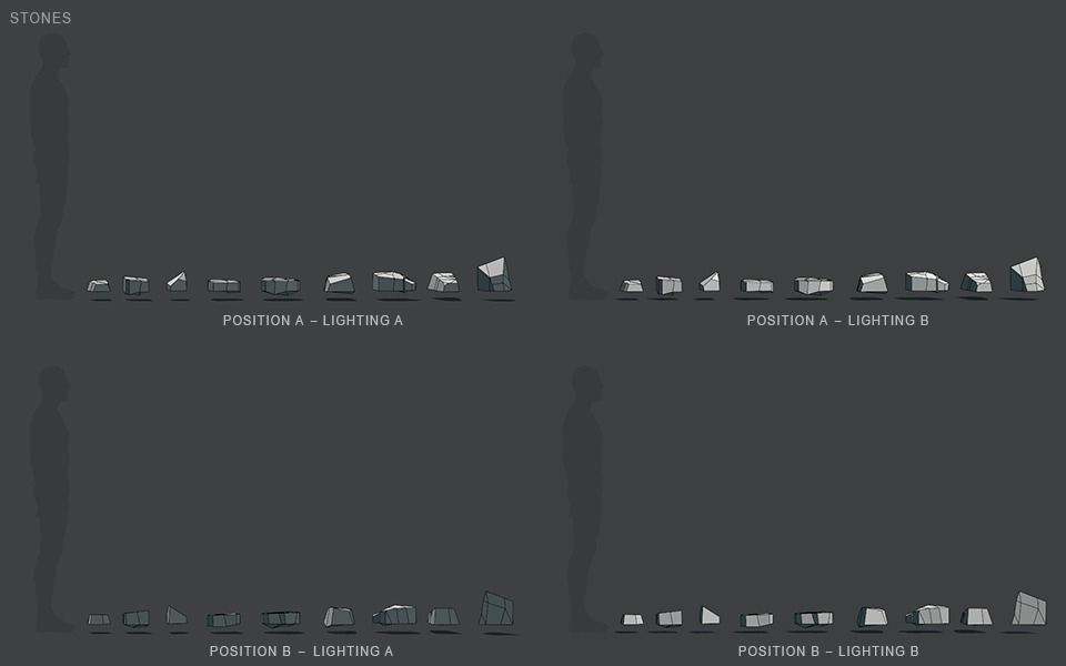 Low Poly Stones three pieces of paper Low-poly 3D model_47