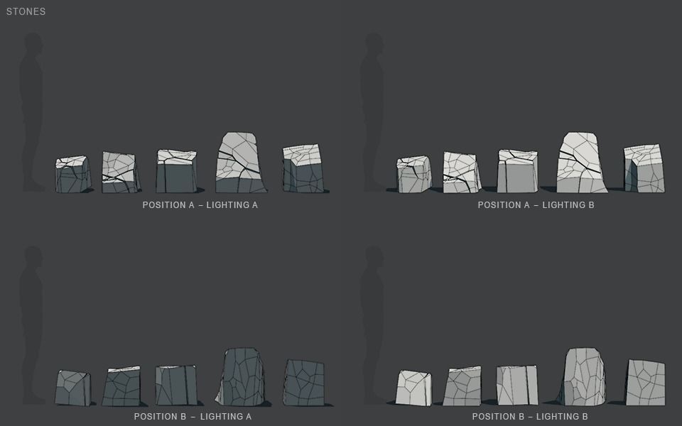 Low Poly Stones three pieces of paper Low-poly 3D model_53