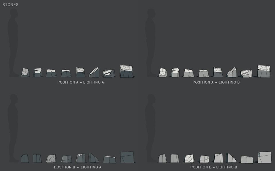 Low Poly Stones three pieces of paper Low-poly 3D model_49