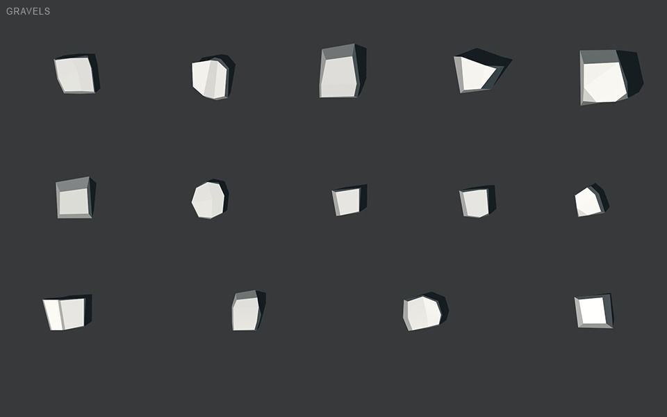 Low Poly Stones three pieces of paper Low-poly 3D model_67