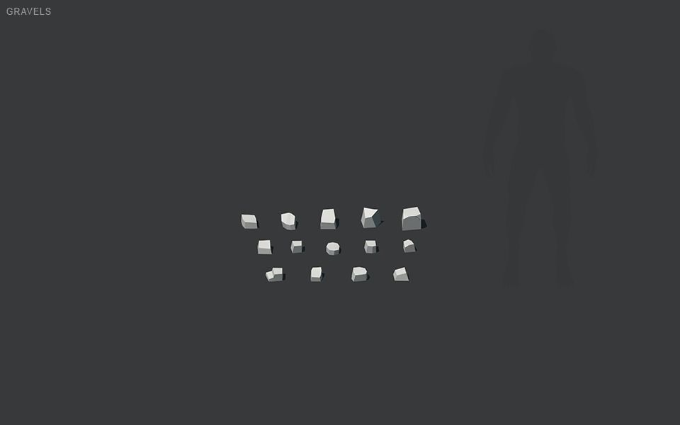 Low Poly Stones three pieces of paper Low-poly 3D model_33