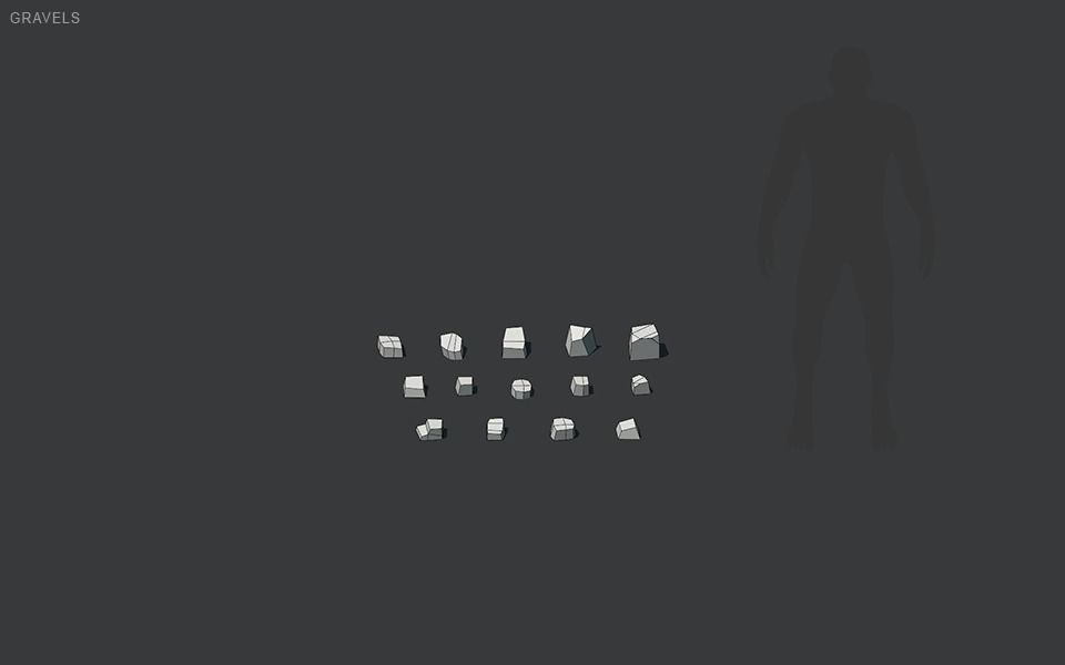 Low Poly Stones three pieces of paper Low-poly 3D model_34