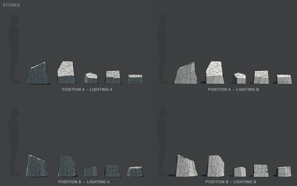 Low Poly Stones three pieces of paper Low-poly 3D model_56