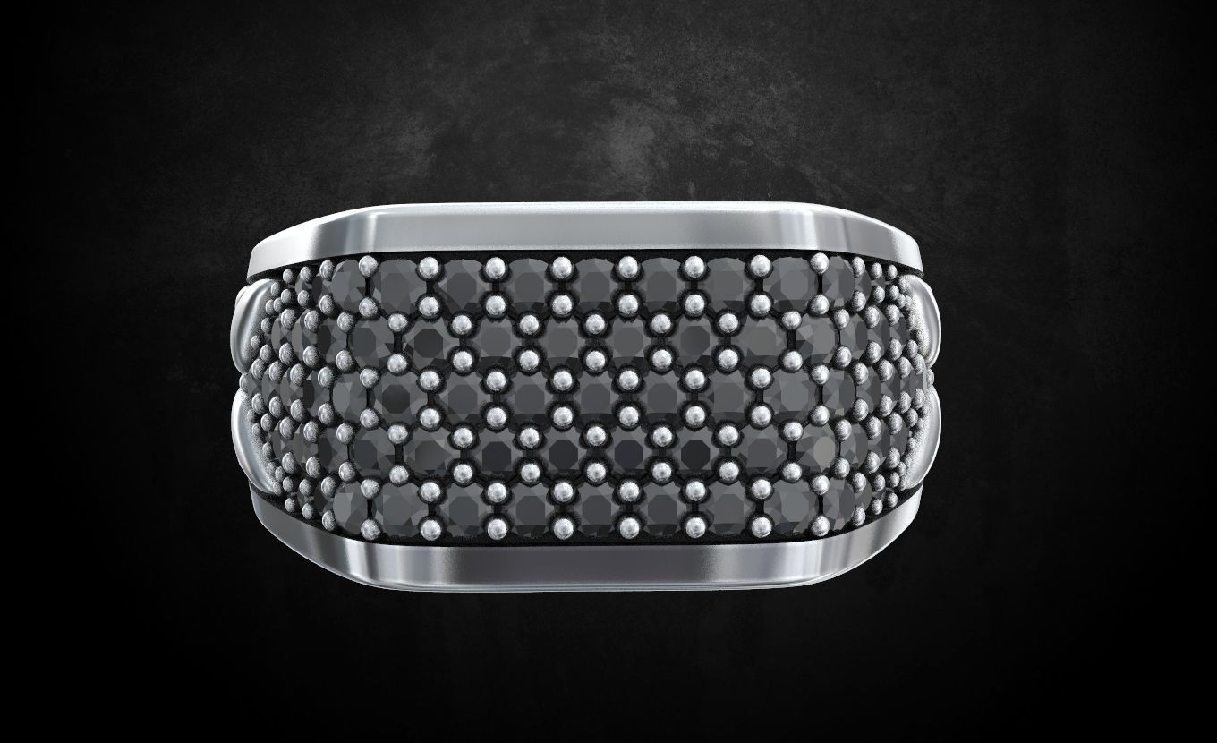 Ring with stones size 9 187 3D print model_8