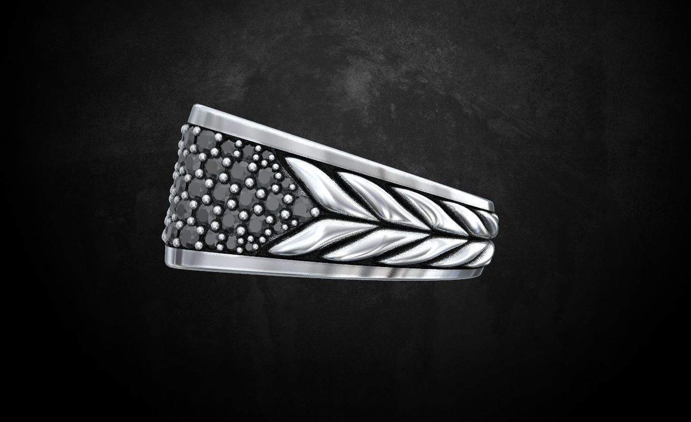 Ring with stones size 9 187 3D print model_4