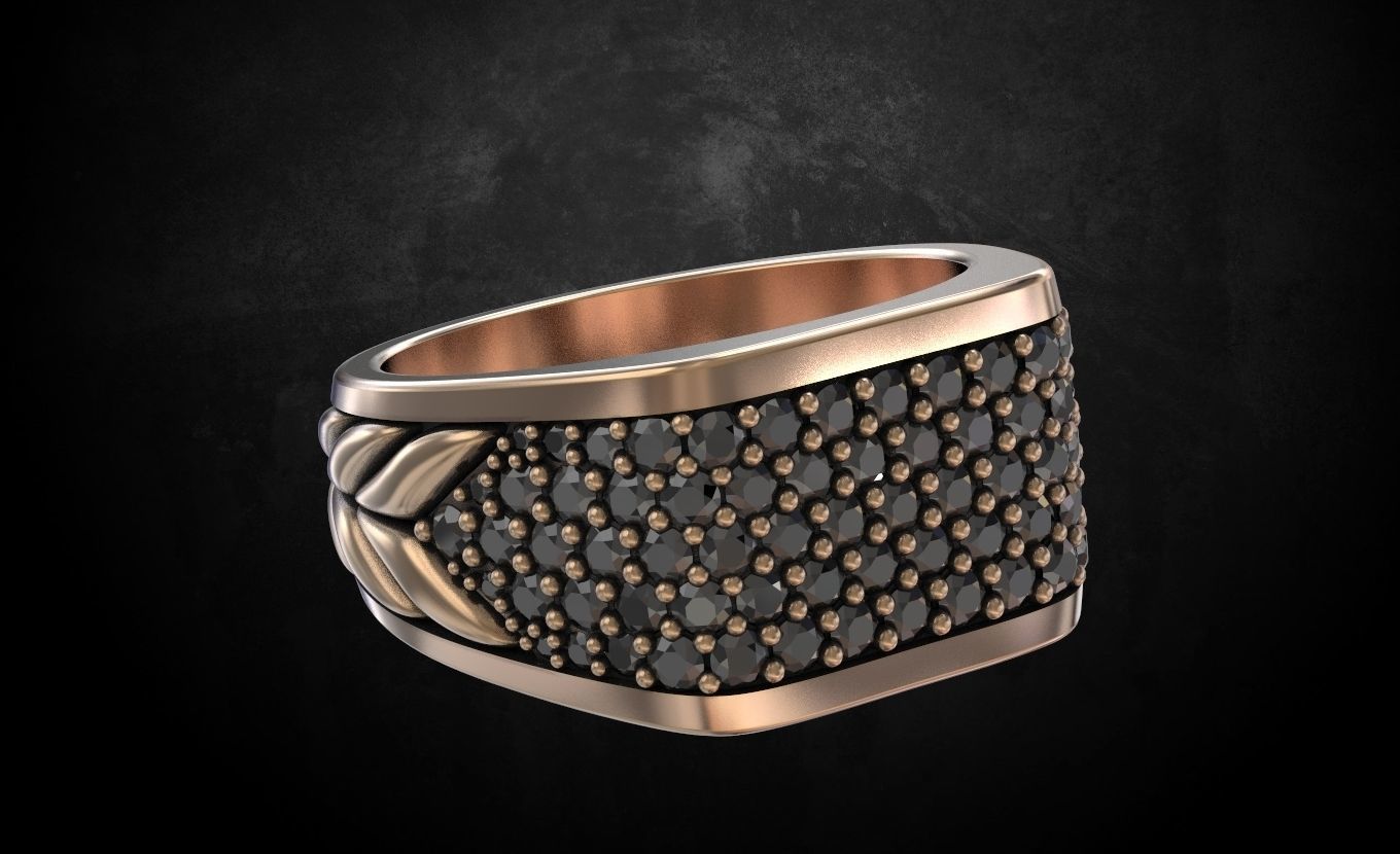 Ring with stones size 9 187 3D print model_1