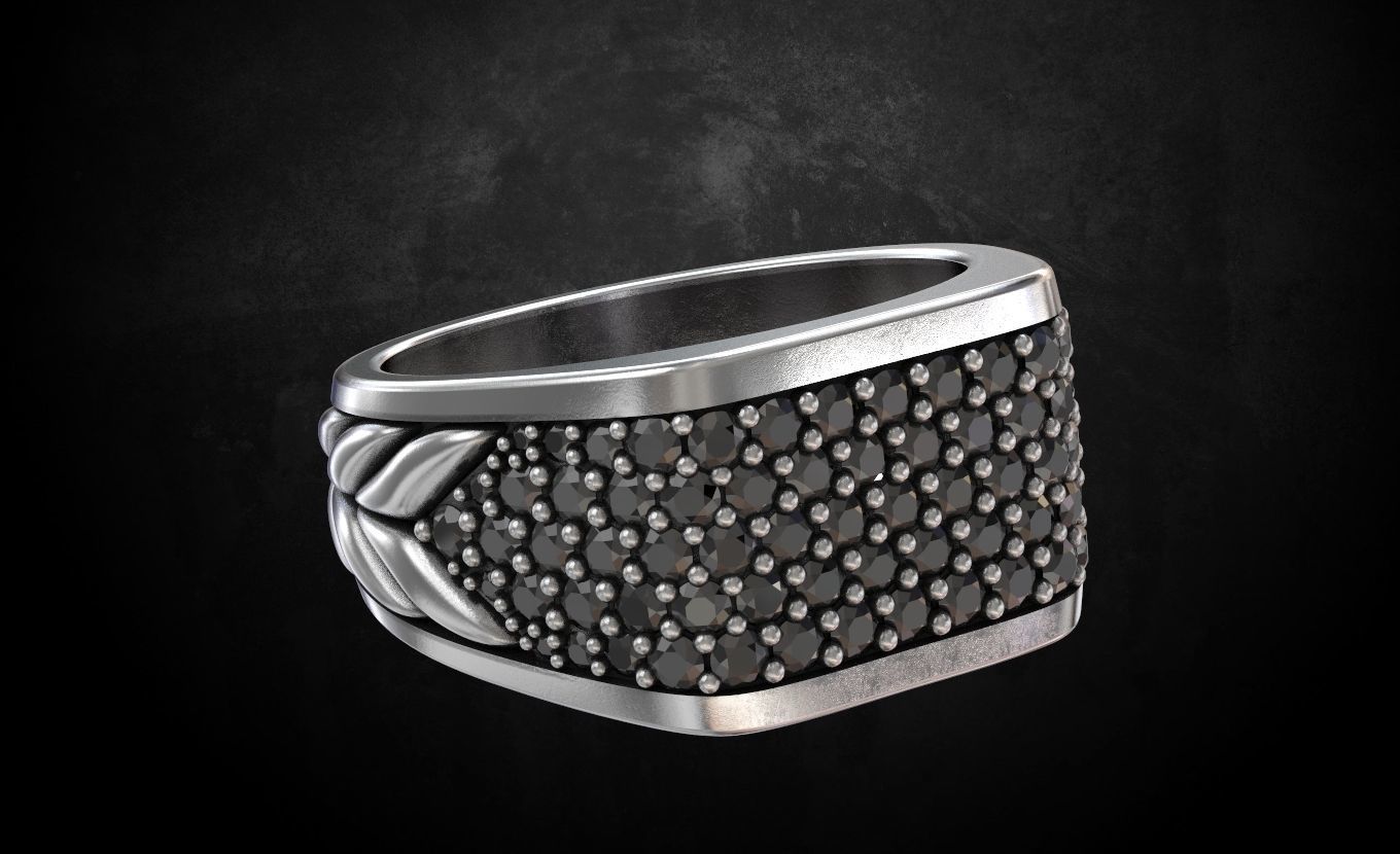 Ring with stones size 9 187 3D print model_2