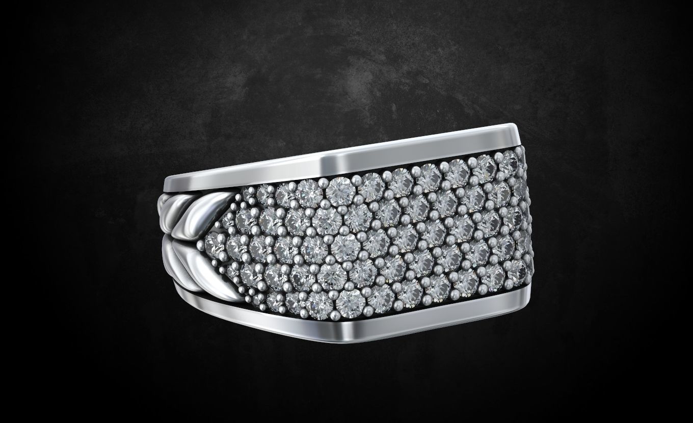 Ring with stones size 9 187 3D print model_5