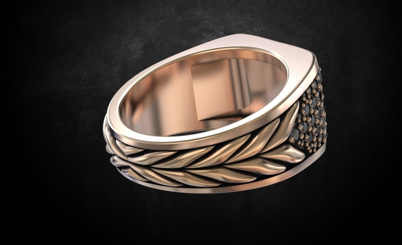 Ring with stones size 9 187 3D print model_3
