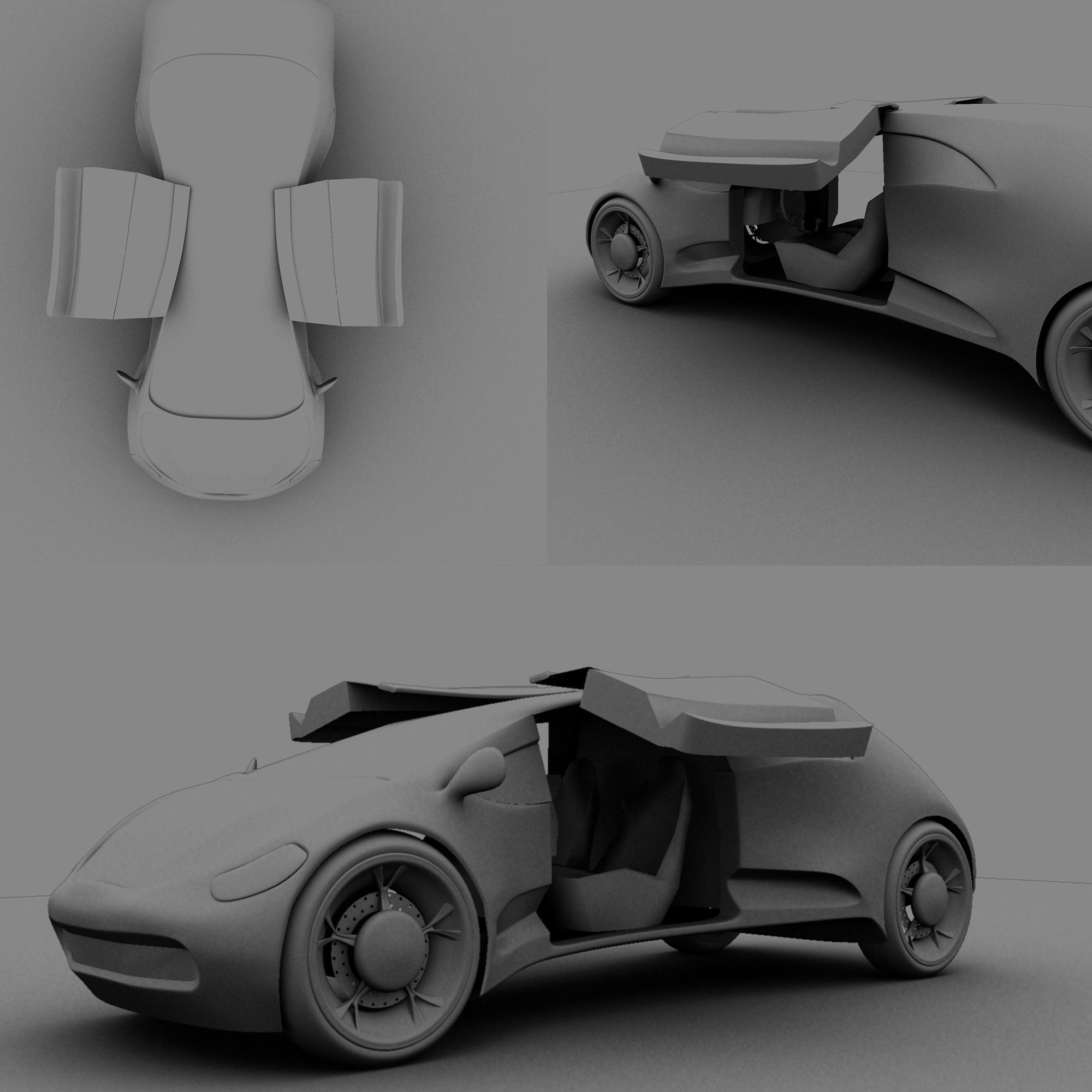 Electronic Car Low-poly 3D model_0