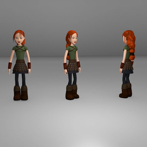 Game Ready model girl in skirt and boots Low-poly 3D model