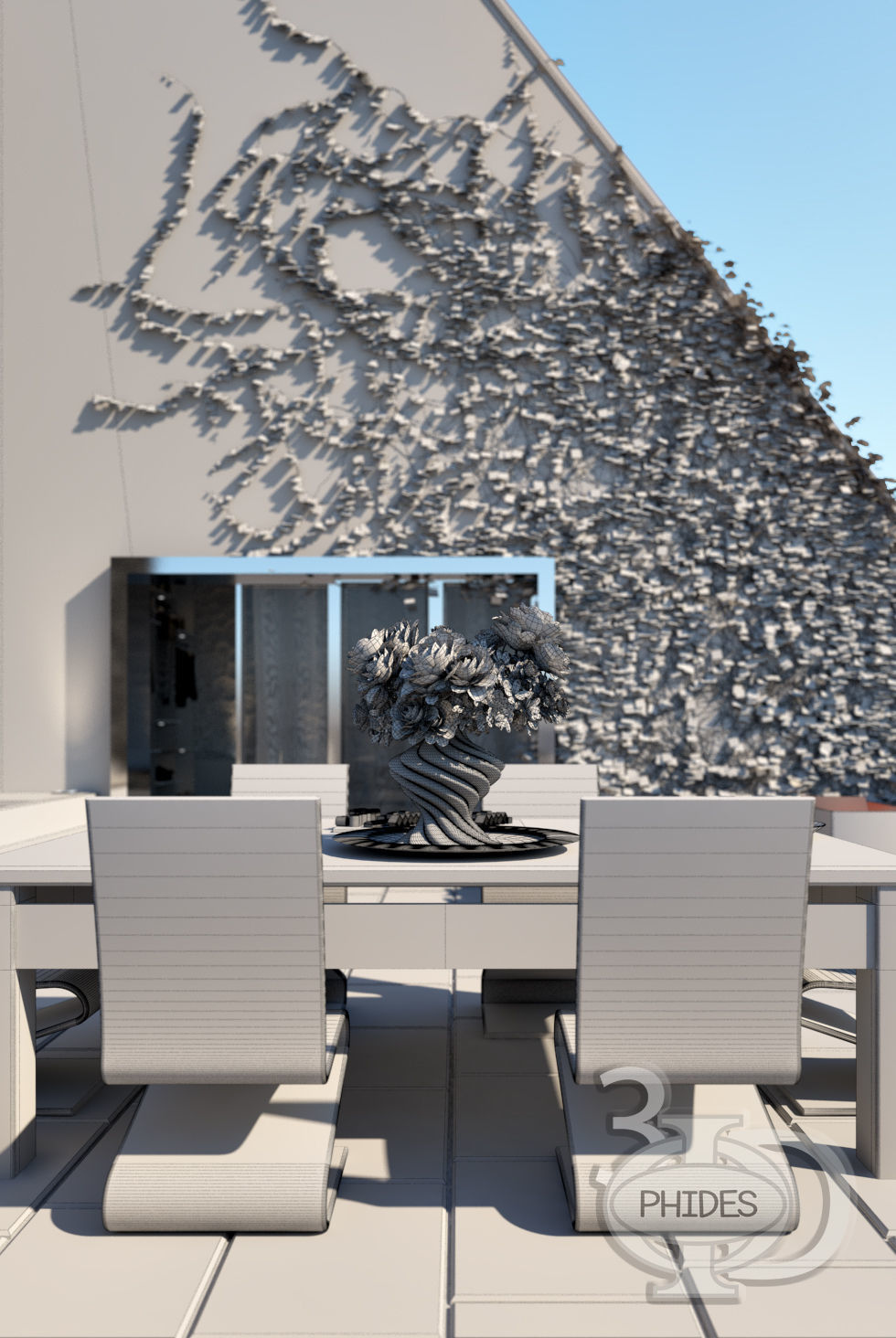 Bedroom 3 interior and exterior 3D model_9