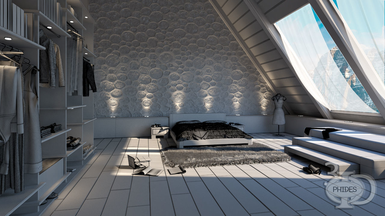 Bedroom 3 interior and exterior 3D model_7
