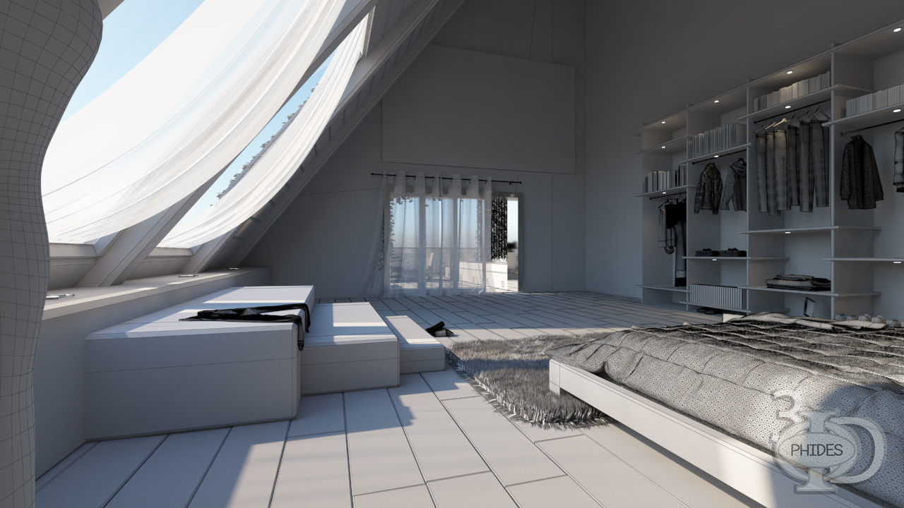 Bedroom 3 interior and exterior 3D model_10