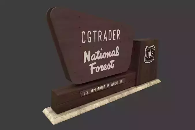 National Forest Sign Low-poly 3D model