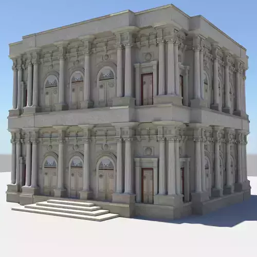 Palace 3d model building with columns and arches