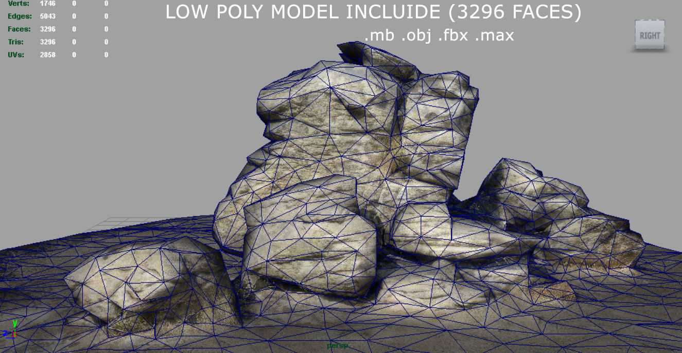 ROCK 25 Low-poly 3D model_6