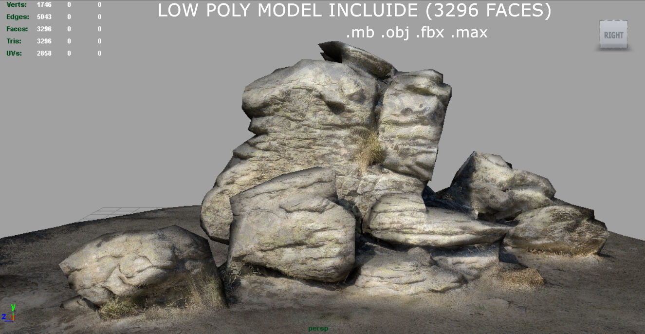 ROCK 25 Low-poly 3D model_7