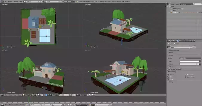 pool house low poly model