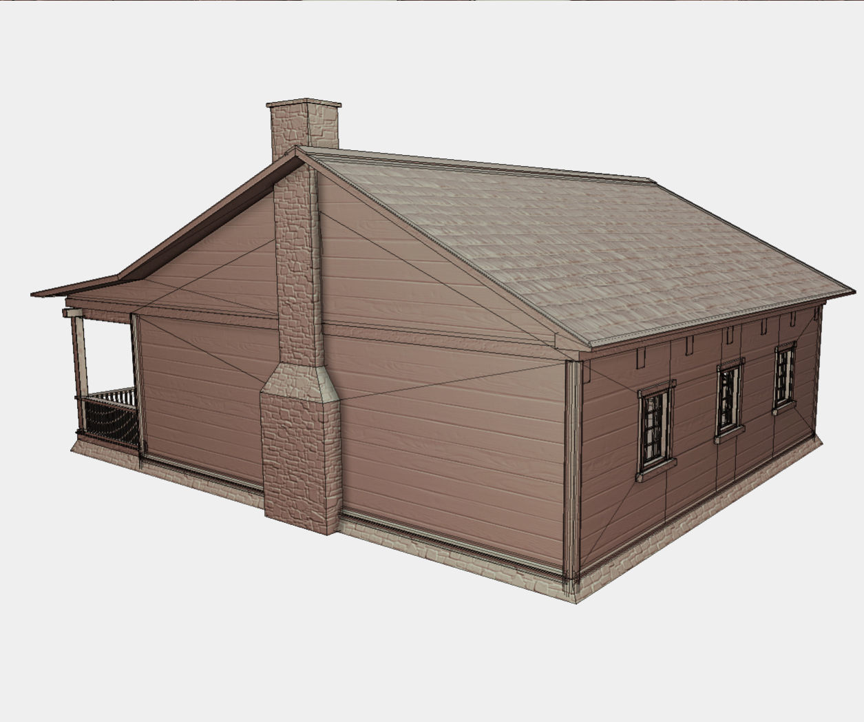 Log Cabin Low-poly 3D model_18