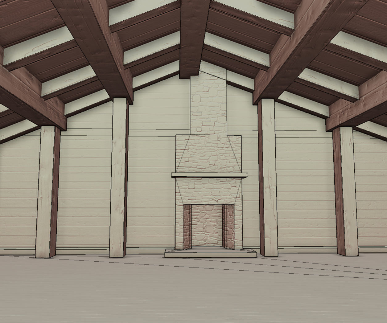 Log Cabin Low-poly 3D model_19
