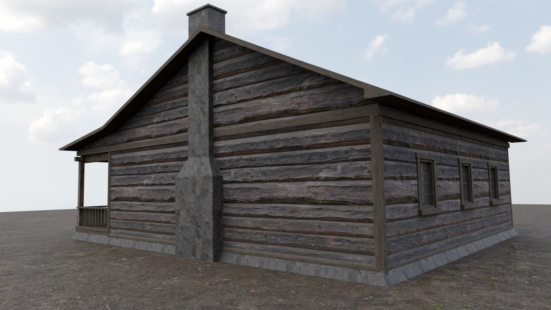 Log Cabin Low-poly 3D model_10