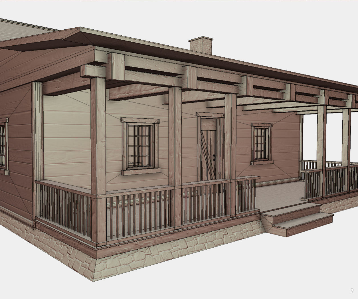 Log Cabin Low-poly 3D model_16