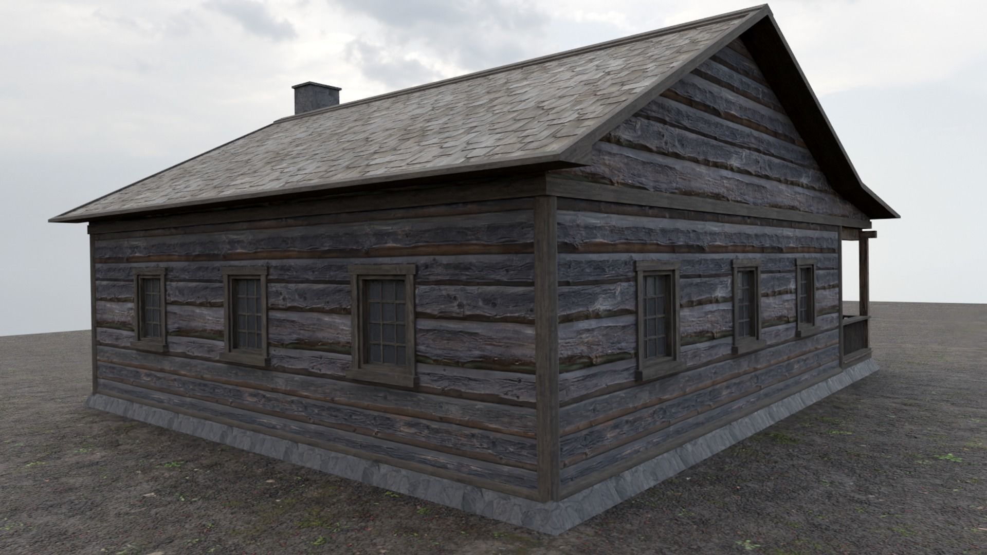 Log Cabin Low-poly 3D model_9