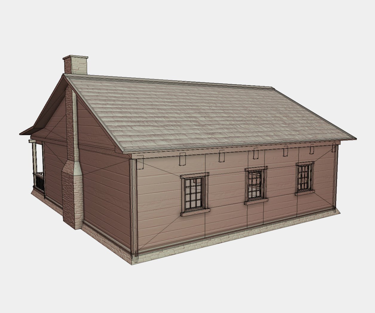 Log Cabin Low-poly 3D model_17