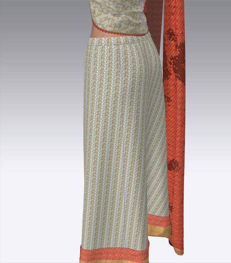 Stylish Designer Indian Women Dress 3D model  3D model_17