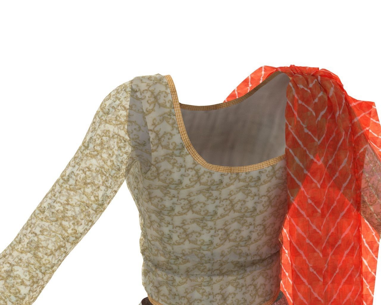 Stylish Designer Indian Women Dress 3D model  3D model_8