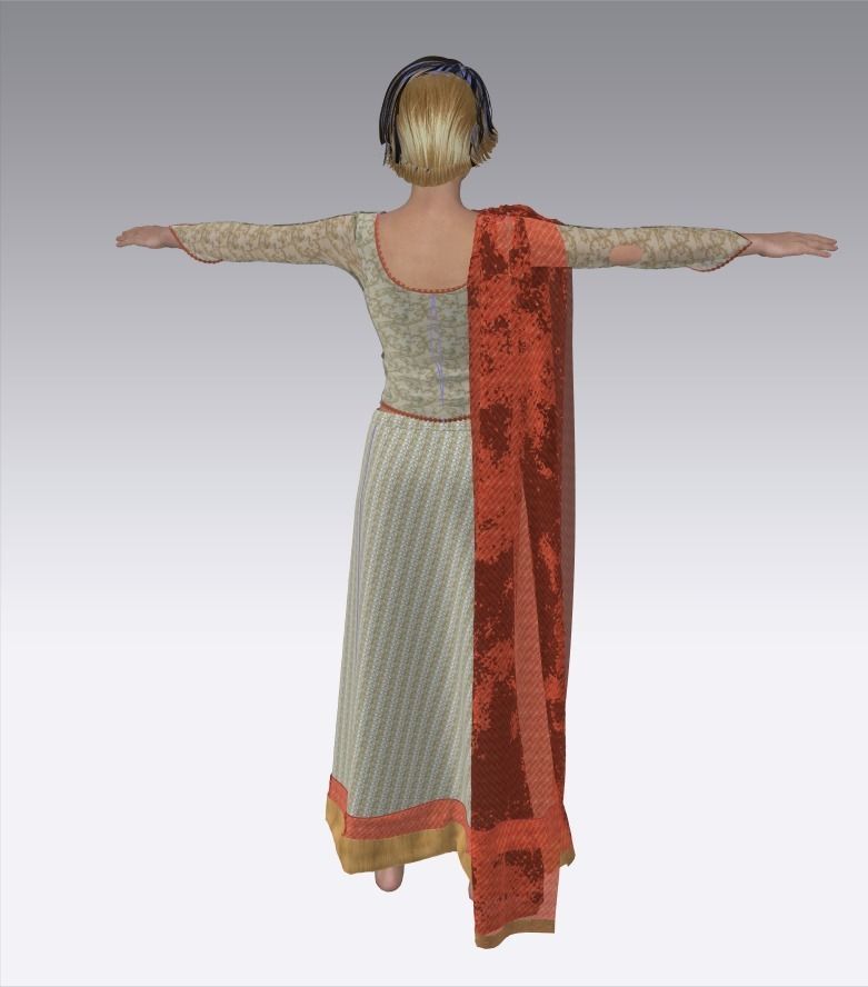 Stylish Designer Indian Women Dress 3D model  3D model_13