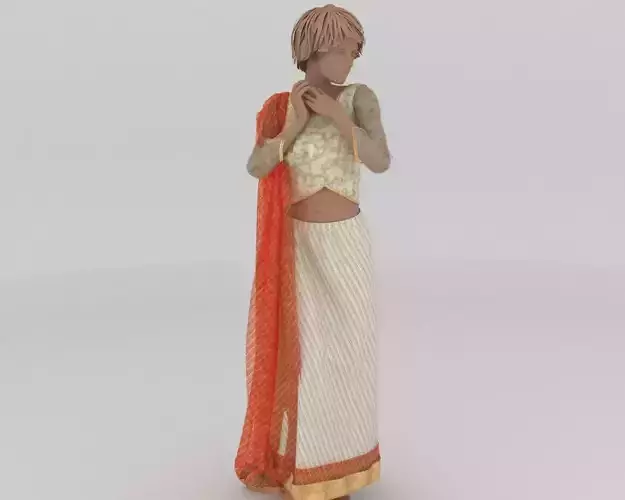 Stylish Designer Indian Women Dress 3D model  3D model