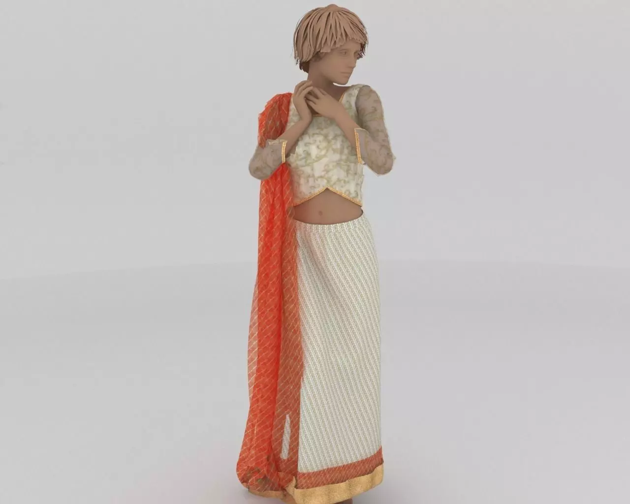 Stylish Designer Indian Women Dress 3D model  3D model_0