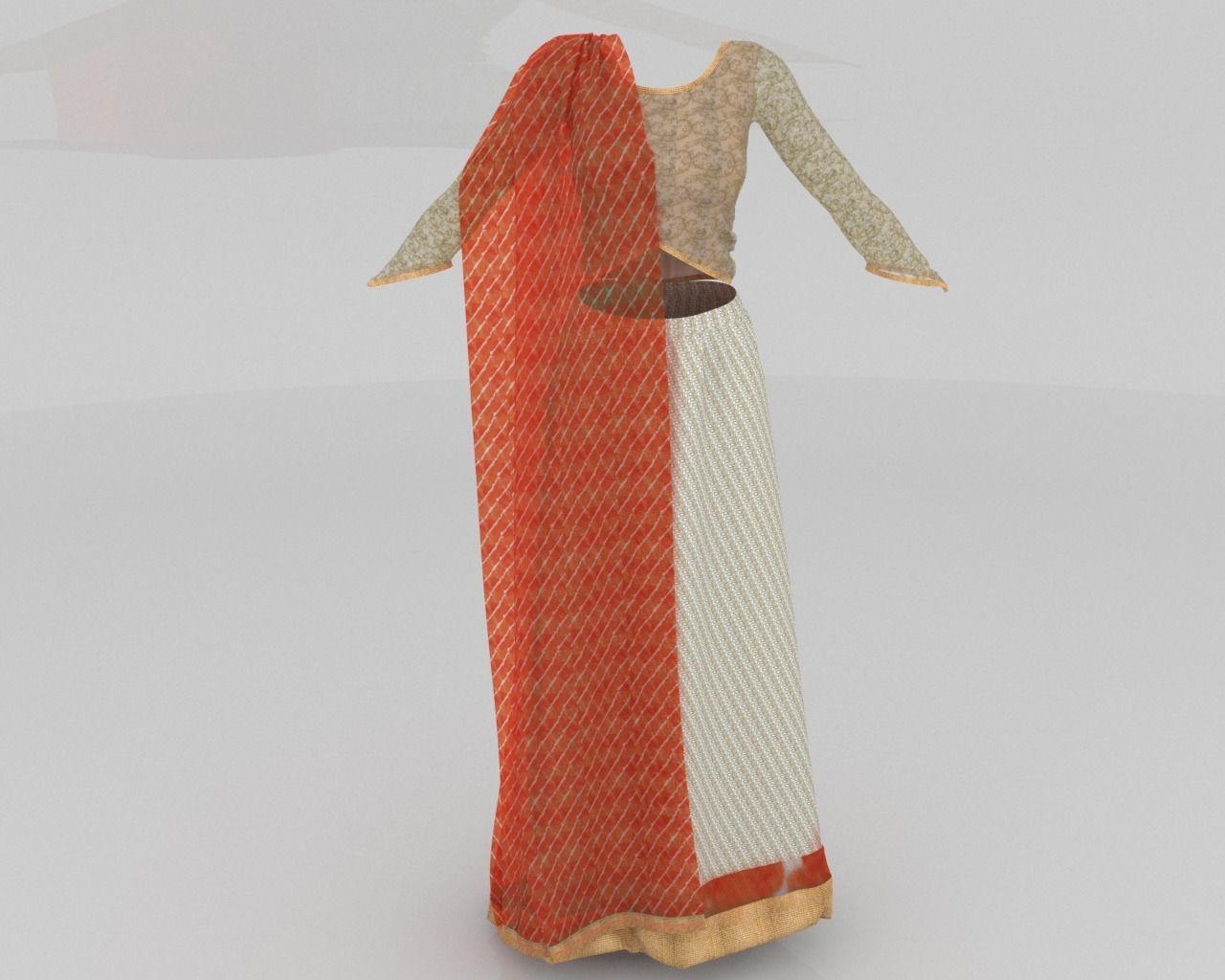 Stylish Designer Indian Women Dress 3D model  3D model_4