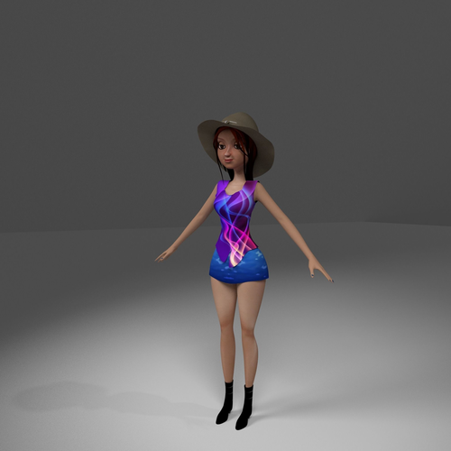 Lowpoly 3d girl model with texture