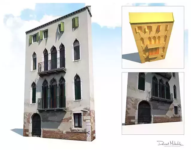 Apartment Building Facade 177 Low Poly Low-poly 3D model
