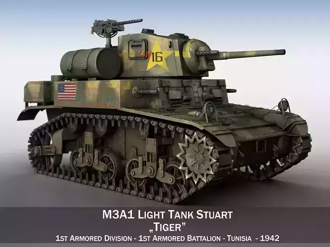 M3A1 Light Tank Stuart - Tiger 3D model