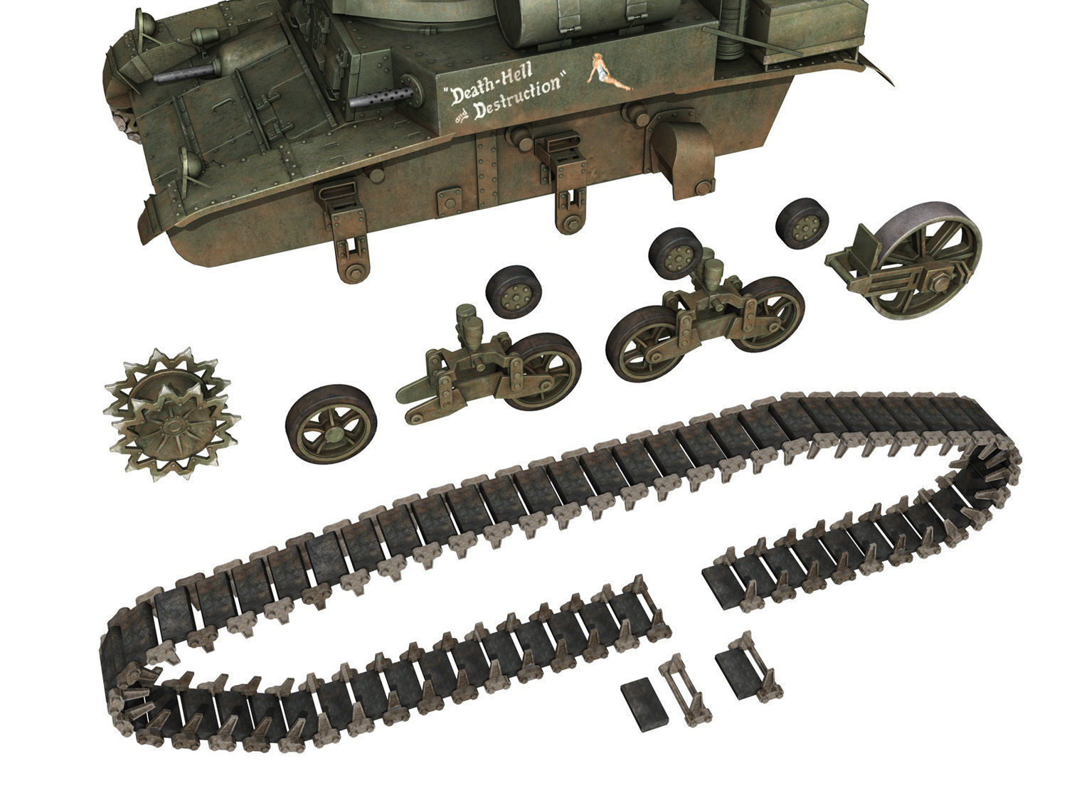 M3A1 Light Tank Stuart - Death-Hell and Destruction 3D model_9