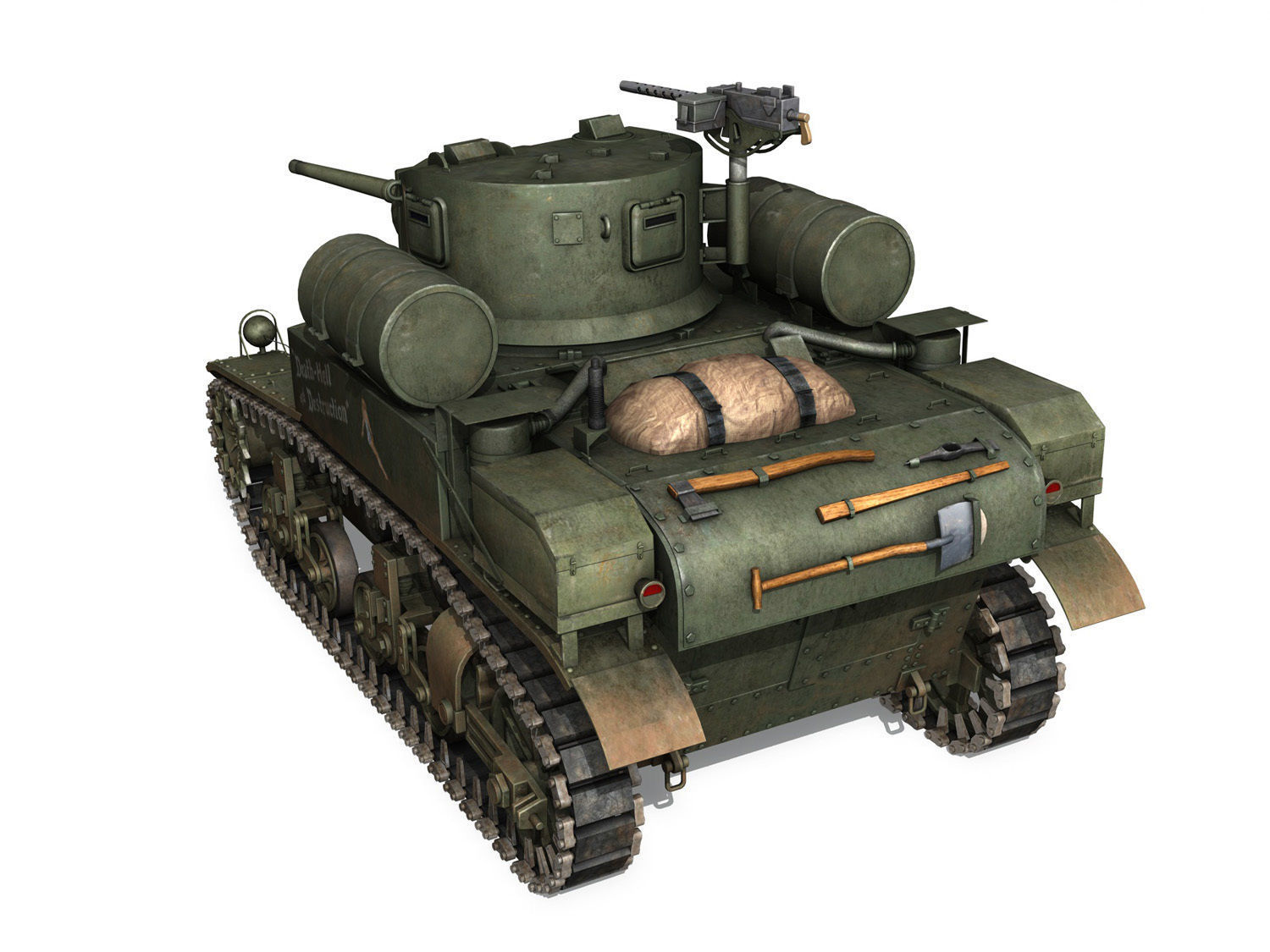 M3A1 Light Tank Stuart - Death-Hell and Destruction 3D model_4