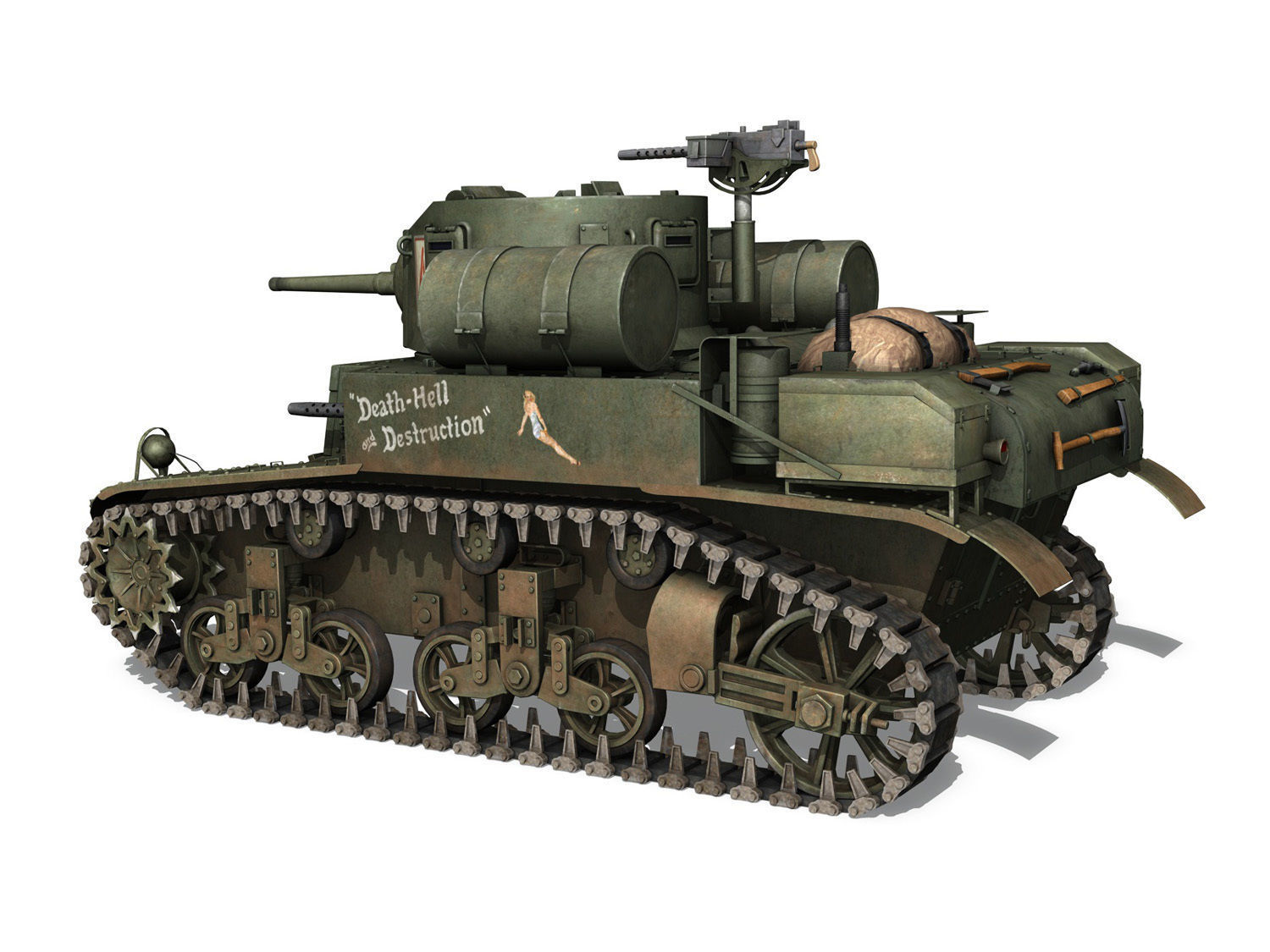 M3A1 Light Tank Stuart - Death-Hell and Destruction 3D model_3