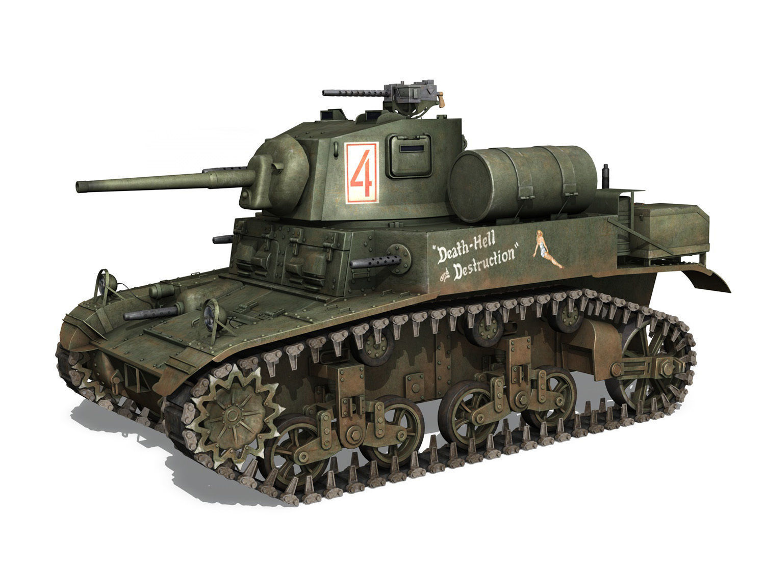 M3A1 Light Tank Stuart - Death-Hell and Destruction 3D model_2