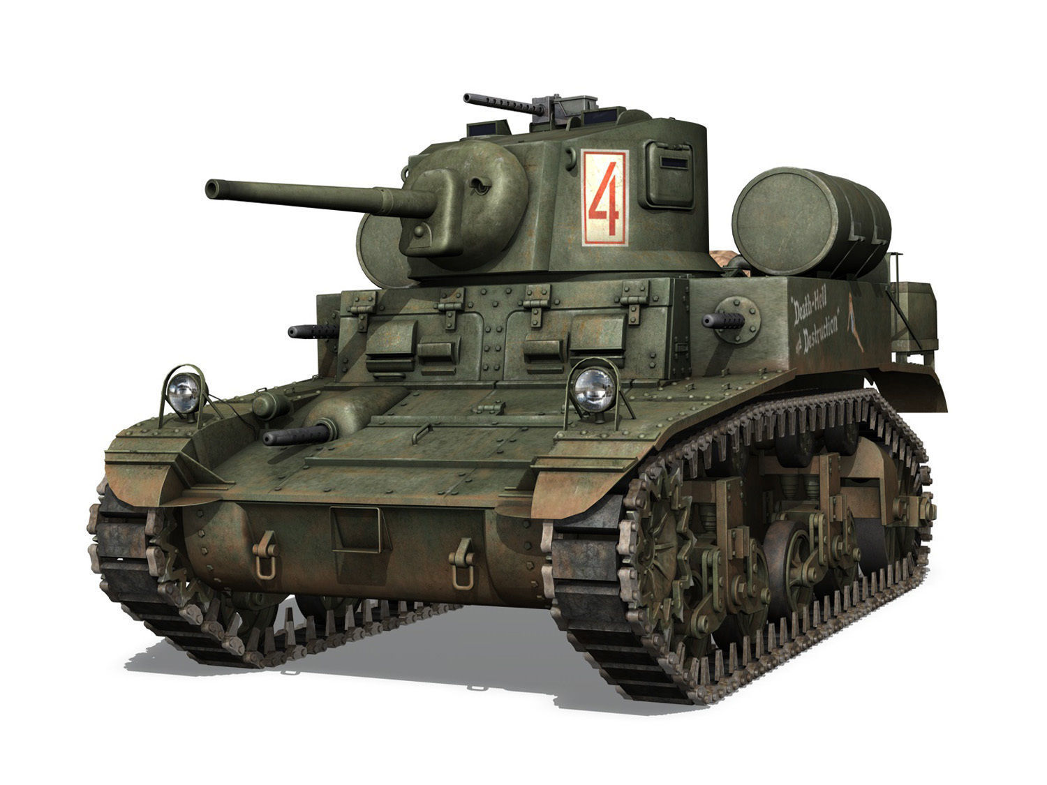 M3A1 Light Tank Stuart - Death-Hell and Destruction 3D model_1