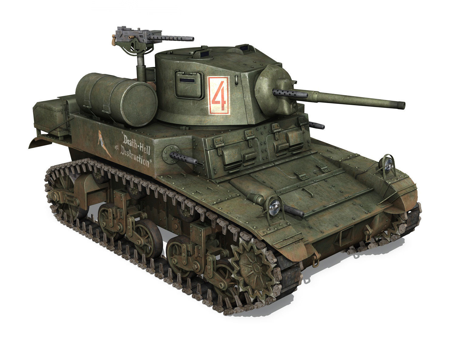 M3A1 Light Tank Stuart - Death-Hell and Destruction 3D model_7