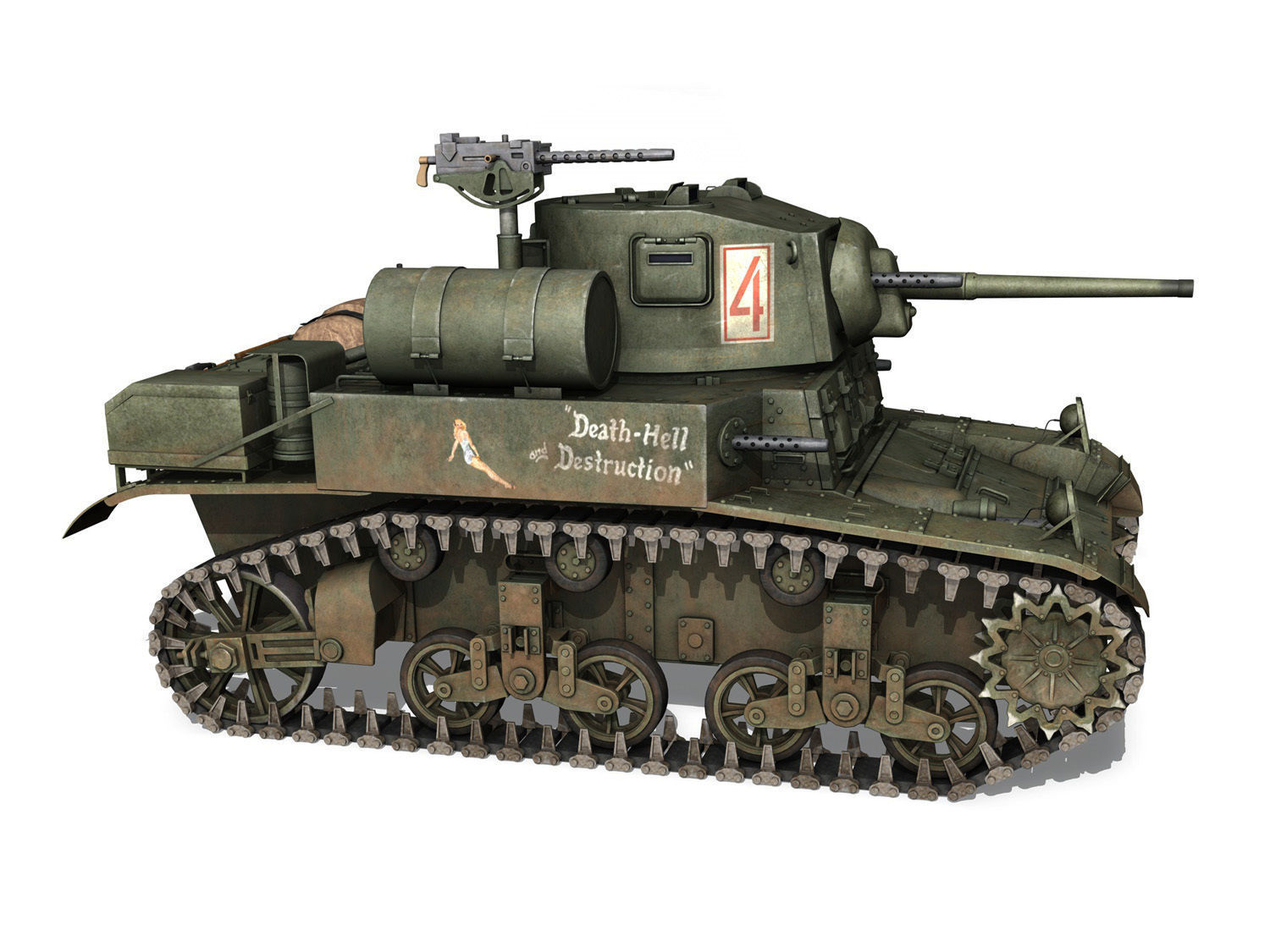 M3A1 Light Tank Stuart - Death-Hell and Destruction 3D model_6