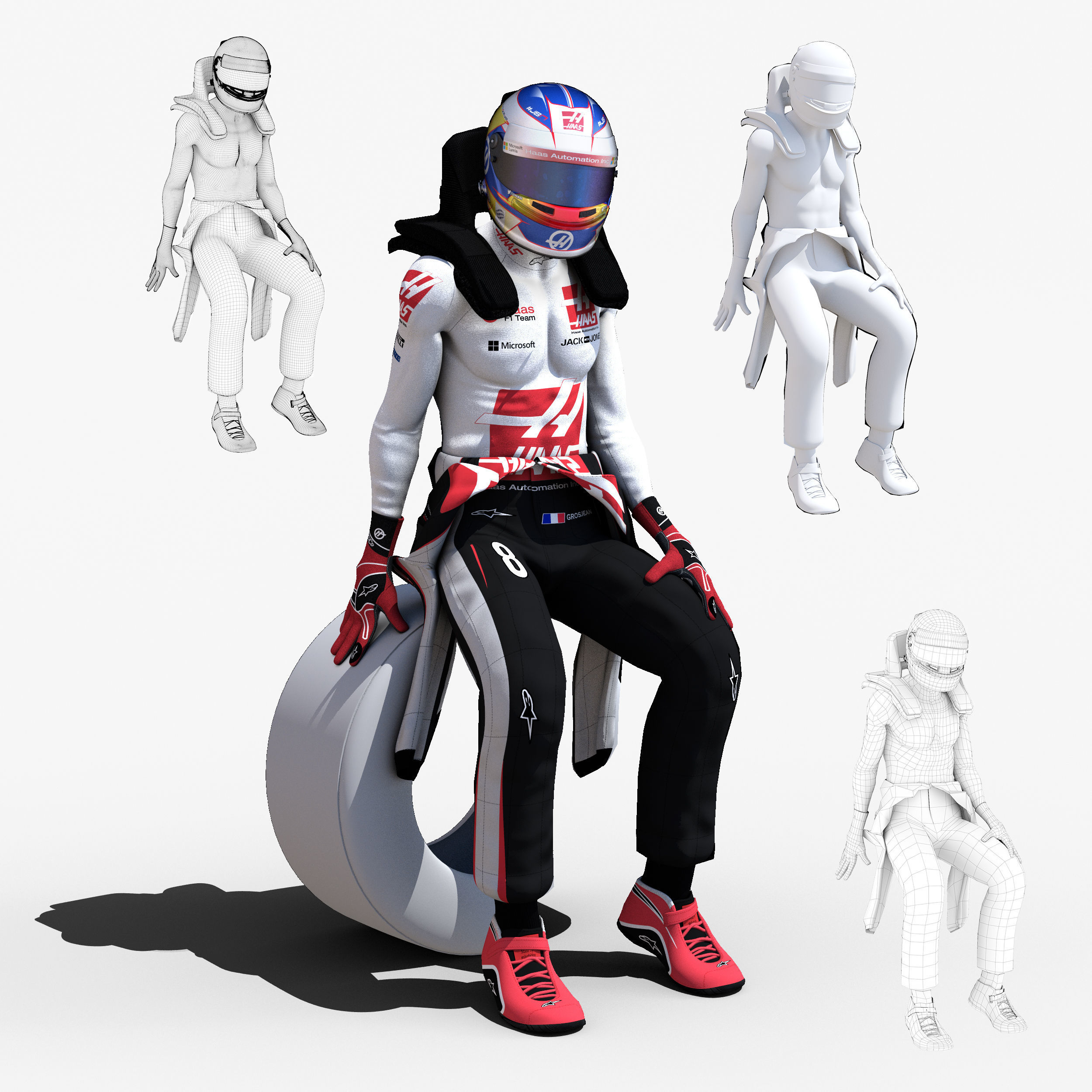 Romain Grosjean 2017 Low-poly 3D model_2