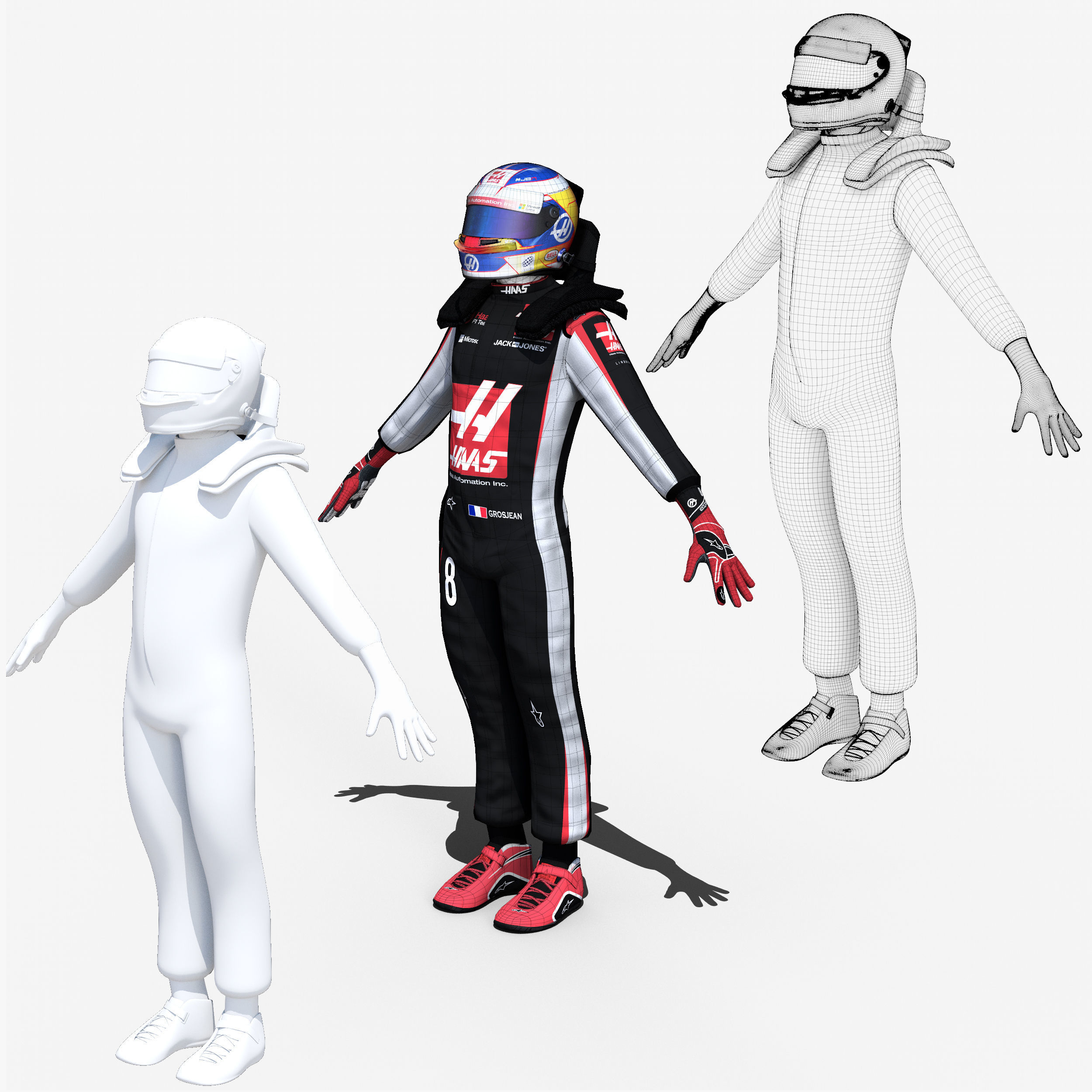 Romain Grosjean 2017 Low-poly 3D model_11