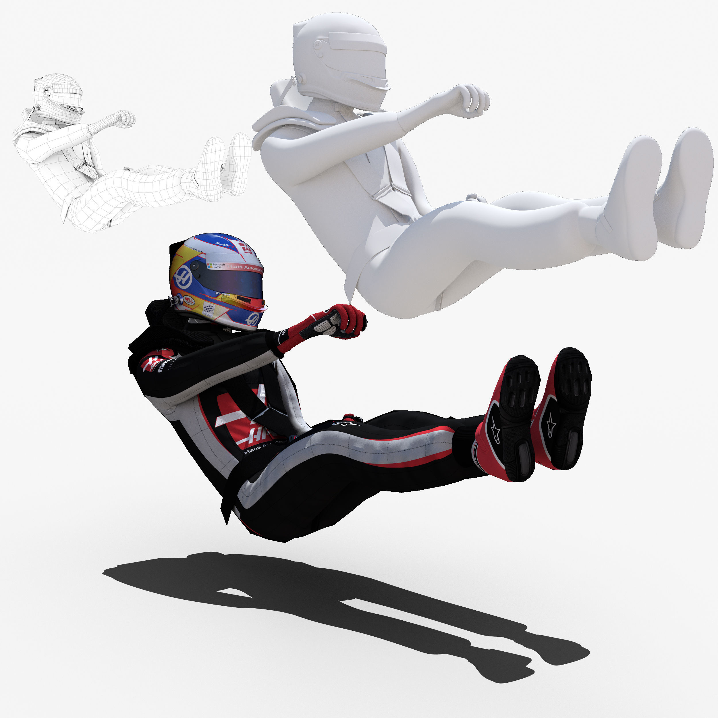 Romain Grosjean 2017 Low-poly 3D model_4